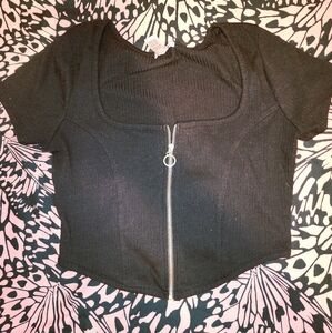 Black Zippered Women's Top